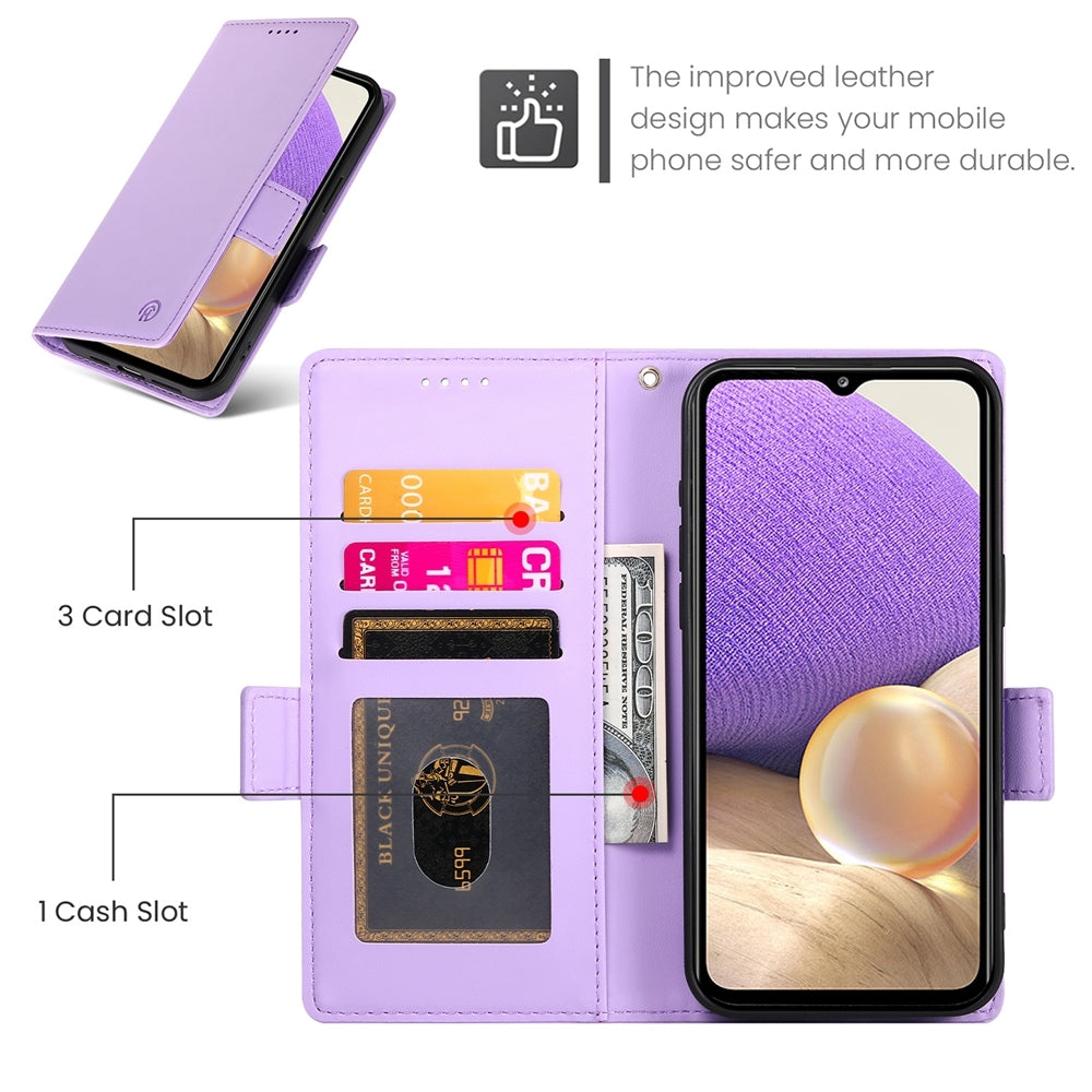 Samsung Galaxy A32 5G Magnetic Leather Wallet Case with Card Slots, Stand Function & Full Protection