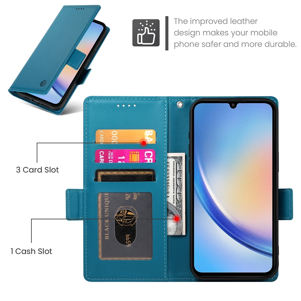Samsung Galaxy A34 5G Magnetic Leather Wallet Case with Card Slots, Stand Function & Full Protection