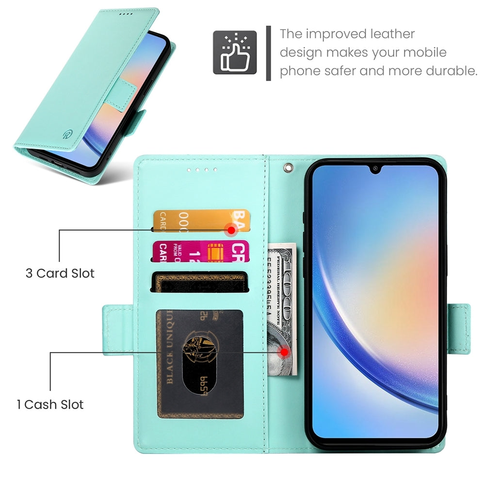 Samsung Galaxy A34 5G Magnetic Leather Wallet Case with Card Slots, Stand Function & Full Protection
