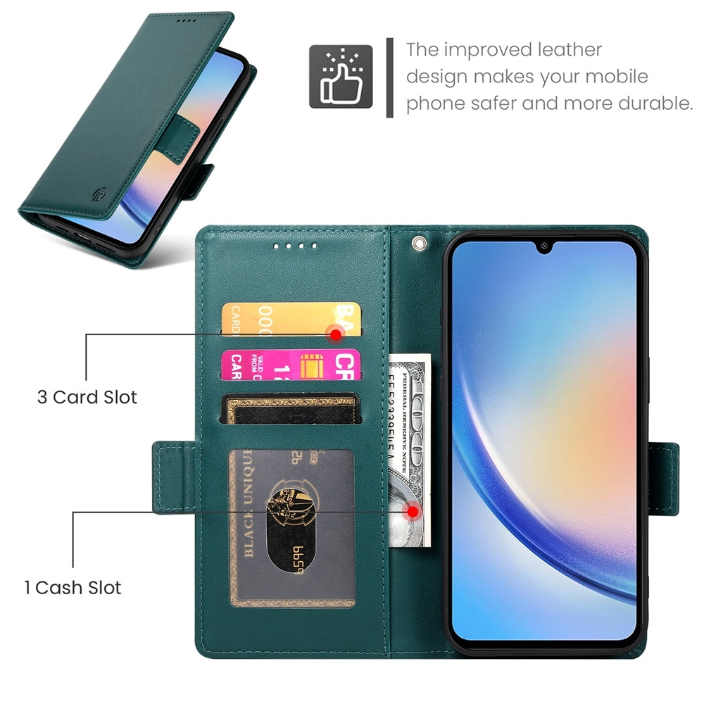 Samsung Galaxy A34 5G Magnetic Leather Wallet Case with Card Slots, Stand Function & Full Protection