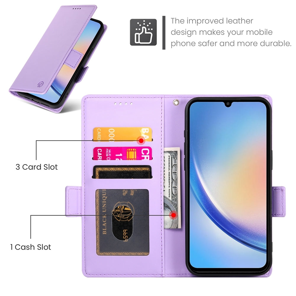 Samsung Galaxy A34 5G Magnetic Leather Wallet Case with Card Slots, Stand Function & Full Protection