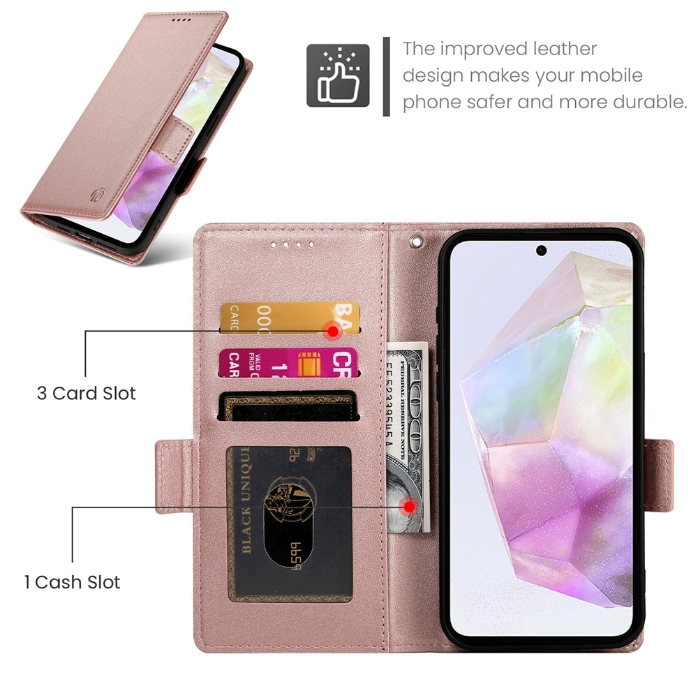 Samsung Galaxy A35 5G Magnetic Leather Wallet Case with Card Slots, Stand Function & Full Protection