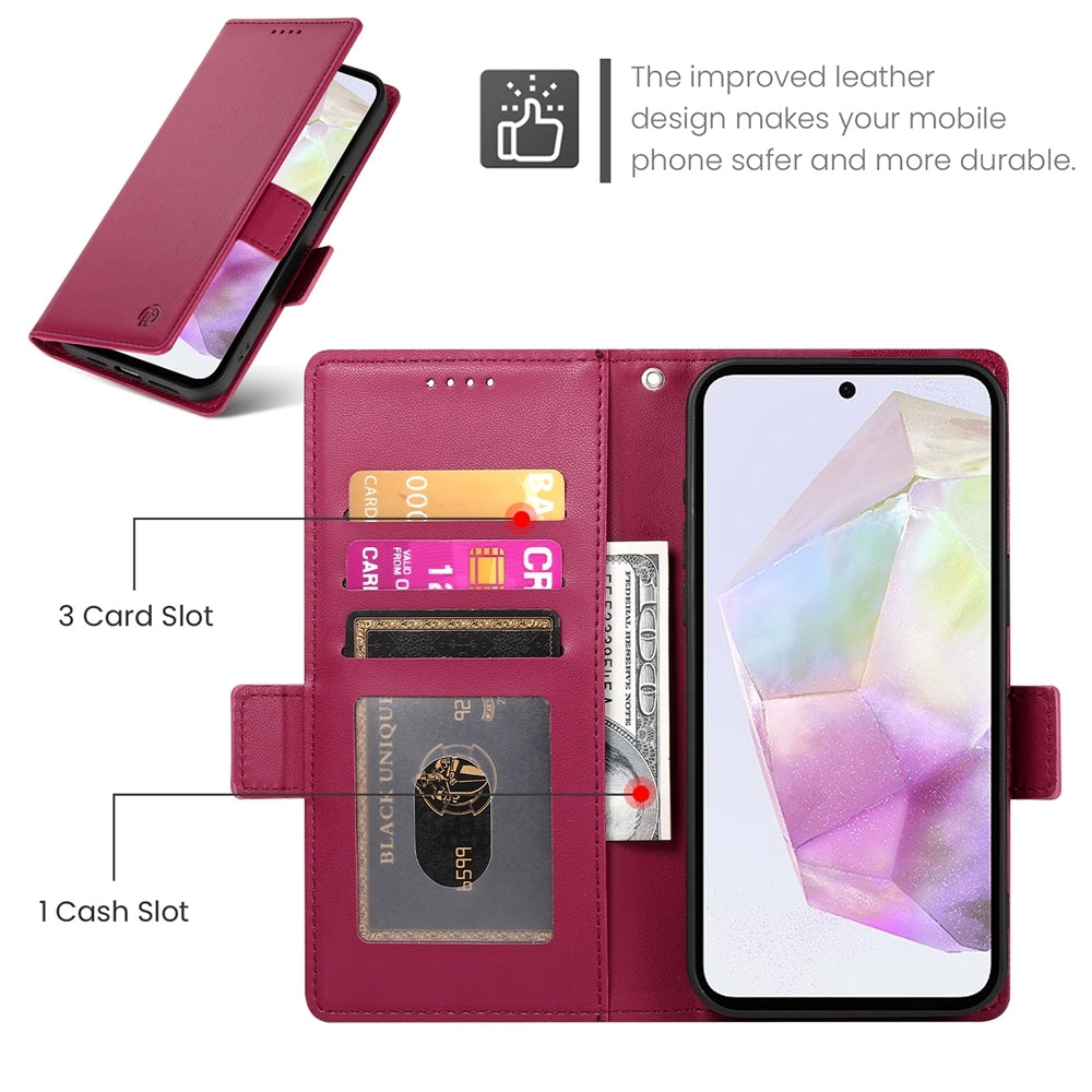 Samsung Galaxy A35 5G Magnetic Leather Wallet Case with Card Slots, Stand Function & Full Protection