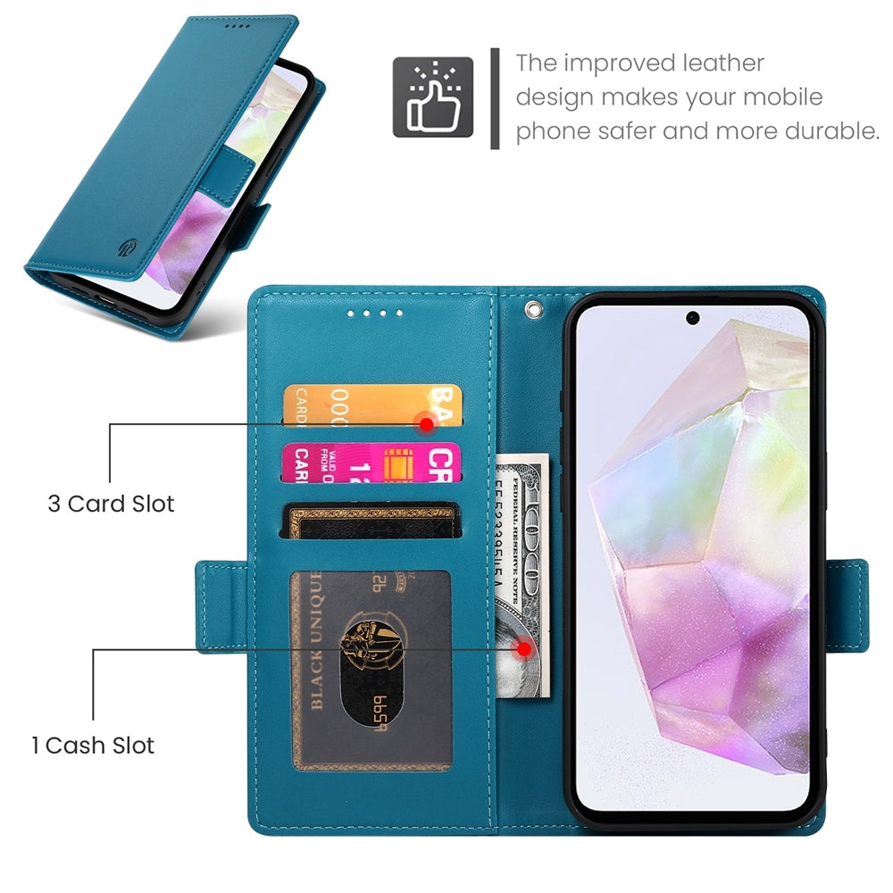 Samsung Galaxy A35 5G Magnetic Leather Wallet Case with Card Slots, Stand Function & Full Protection