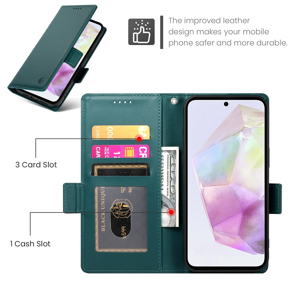 Samsung Galaxy A35 5G Magnetic Leather Wallet Case with Card Slots, Stand Function & Full Protection