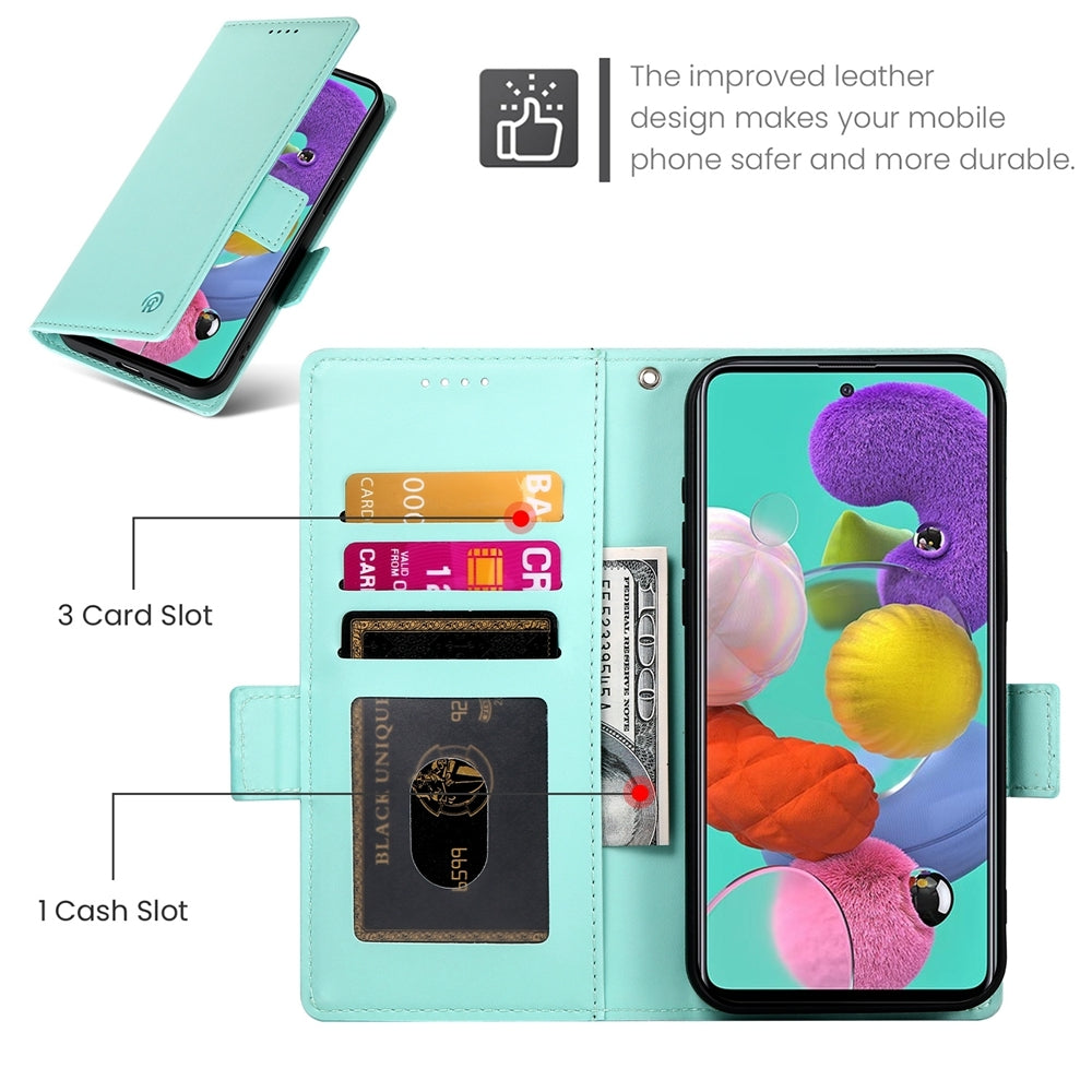 Samsung Galaxy A51 4G Magnetic Leather Wallet Case with Card Slots, Stand Function & Full Protection