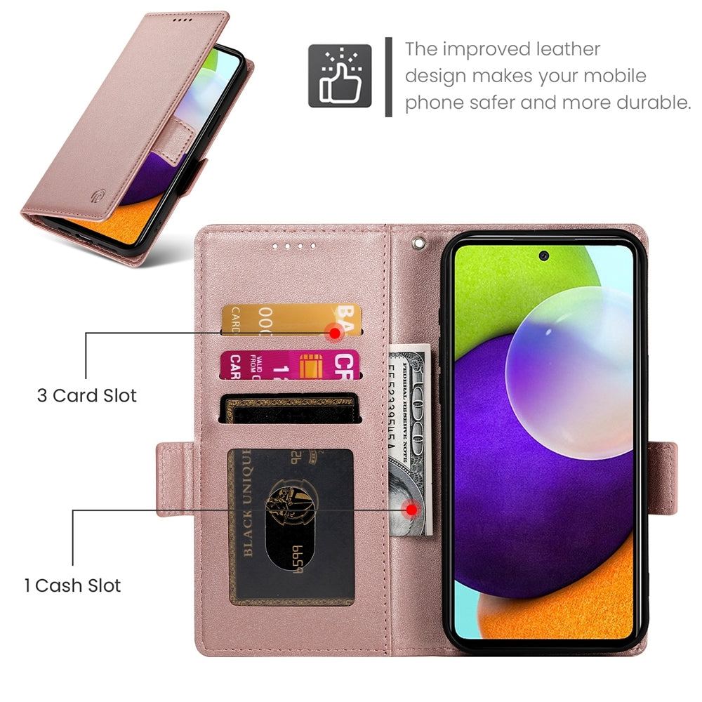Samsung Galaxy A52 4G/5G Magnetic Leather Wallet Case with Card Slots, Stand Function & Full Protection