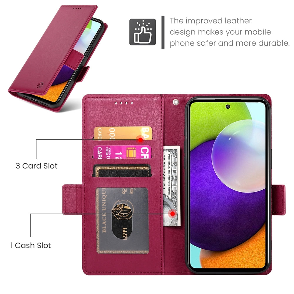 Samsung Galaxy A52 4G/5G Magnetic Leather Wallet Case with Card Slots, Stand Function & Full Protection