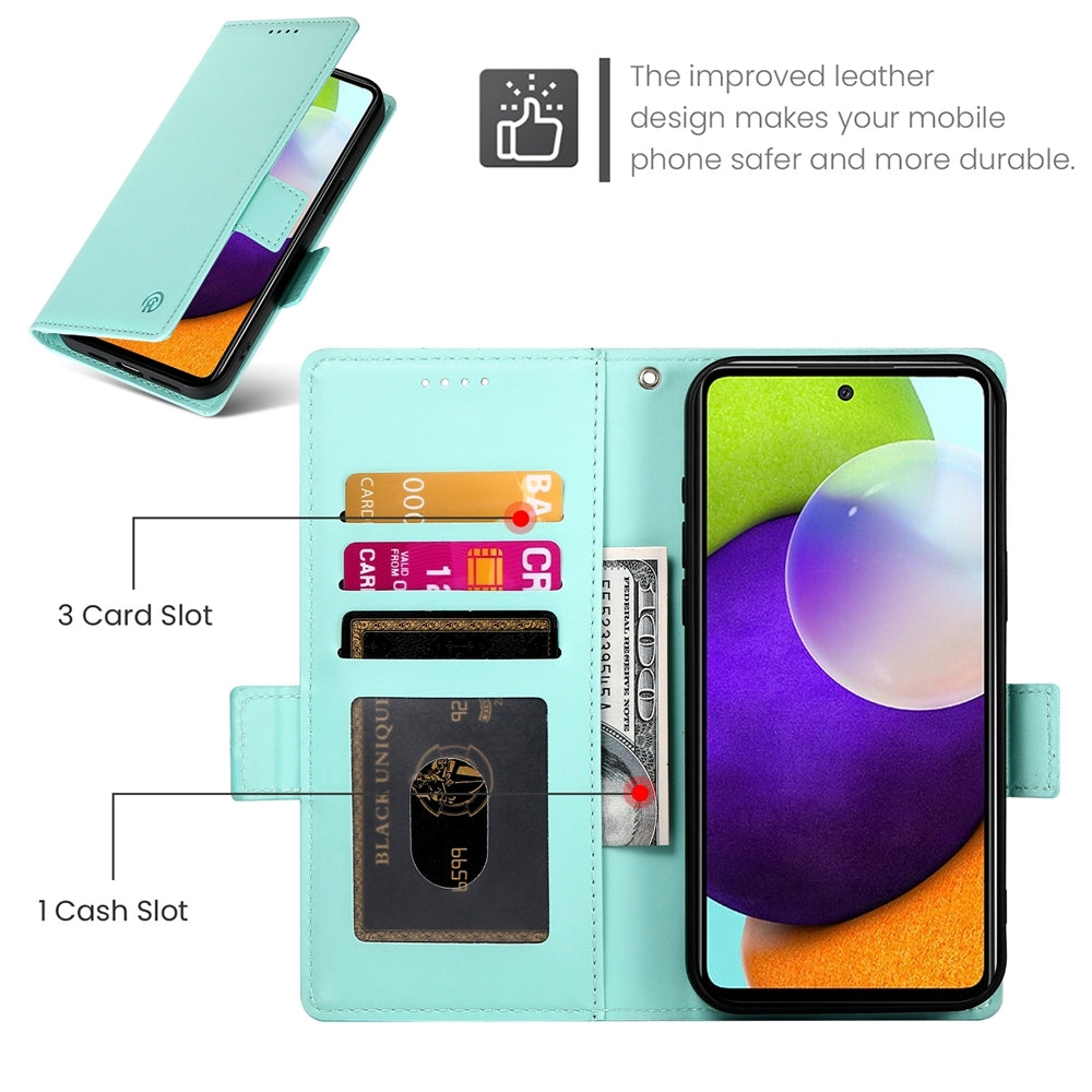 Samsung Galaxy A52 4G/5G Magnetic Leather Wallet Case with Card Slots, Stand Function & Full Protection