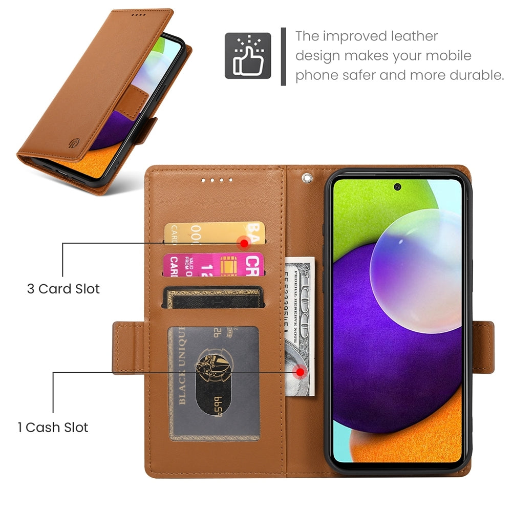 Samsung Galaxy A52 4G/5G Magnetic Leather Wallet Case with Card Slots, Stand Function & Full Protection