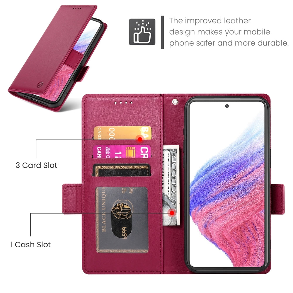 Samsung Galaxy A53 5G Magnetic Leather Wallet Case with Card Slots, Stand Function & Full Protection