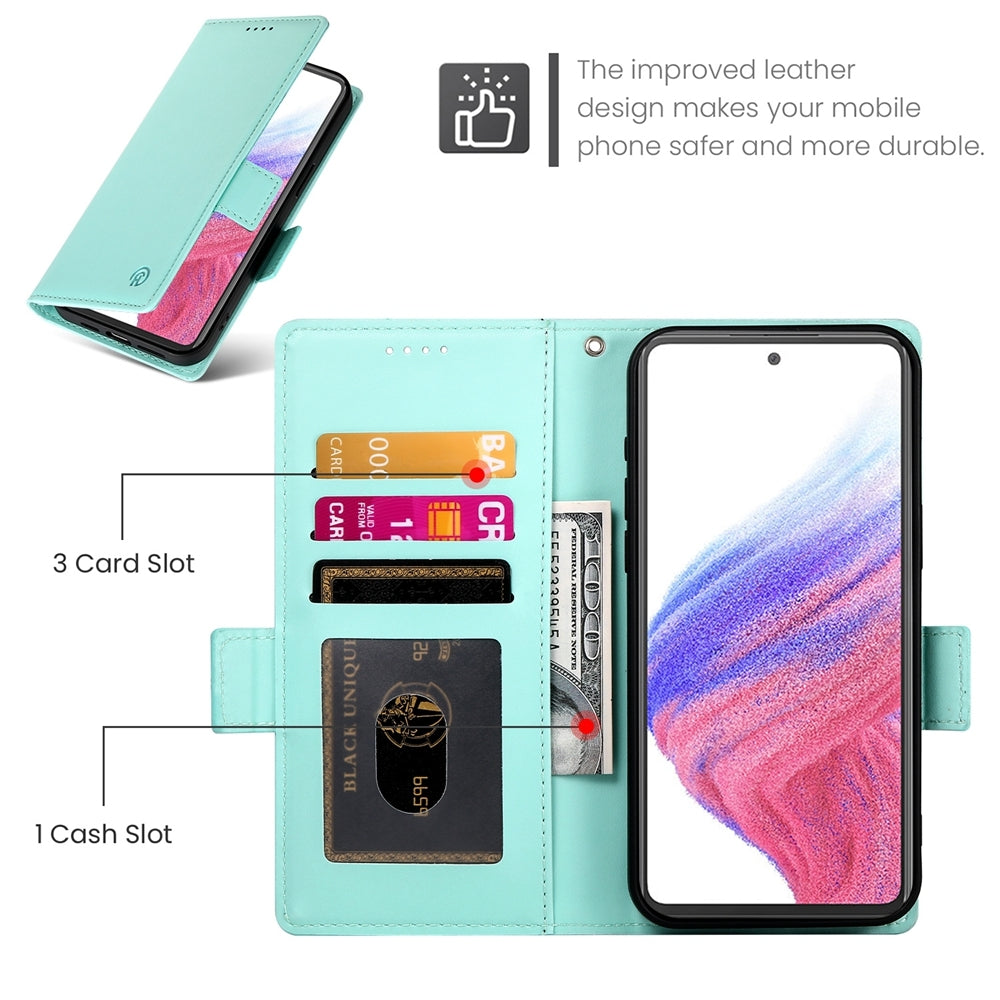 Samsung Galaxy A53 5G Magnetic Leather Wallet Case with Card Slots, Stand Function & Full Protection