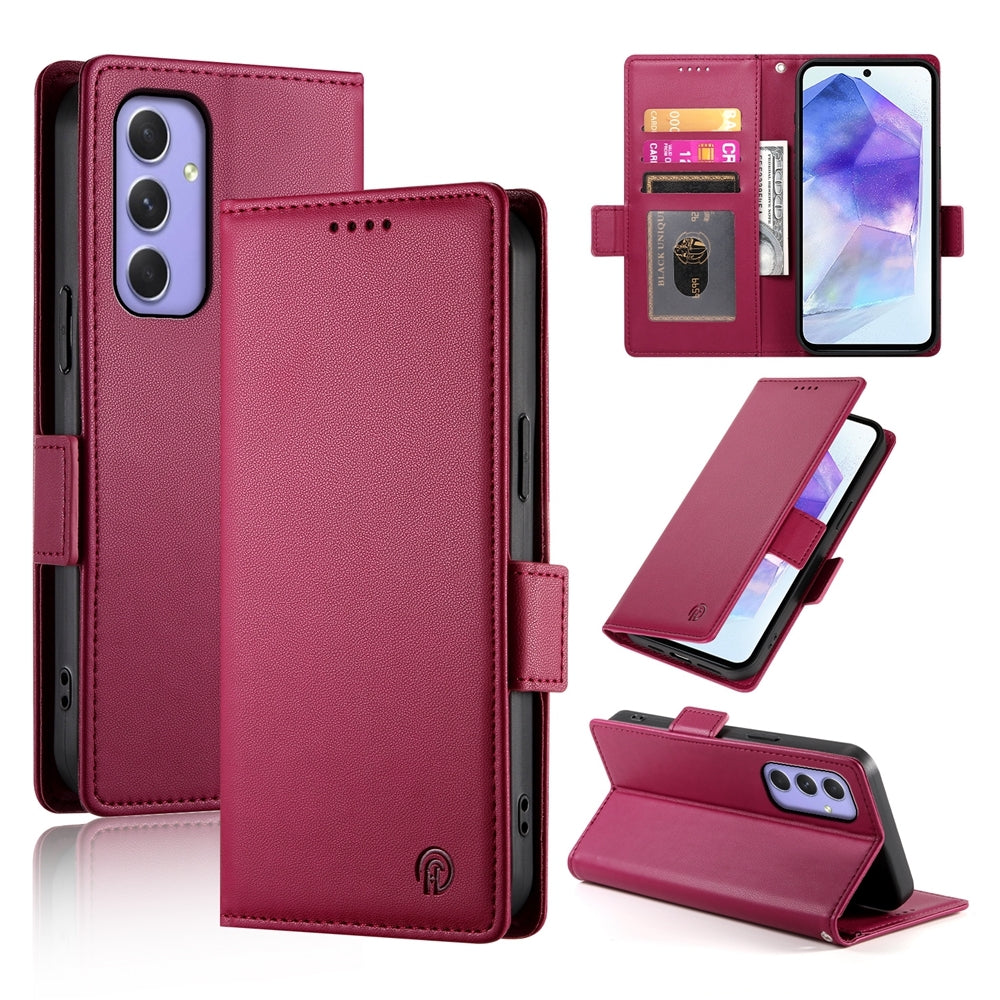 Samsung Galaxy A55 5G Magnetic Leather Wallet Case with Card Slots, Stand Function & Full Protection