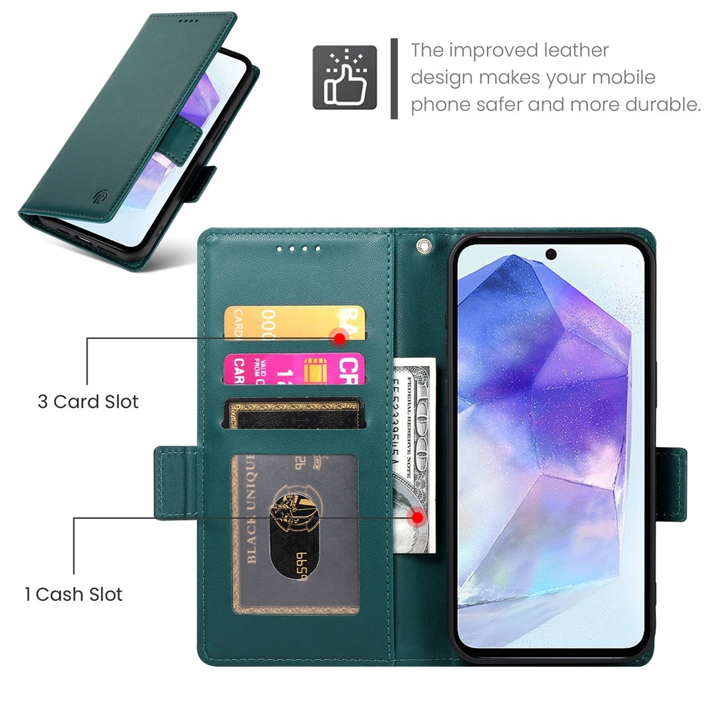Samsung Galaxy A55 5G Magnetic Leather Wallet Case with Card Slots, Stand Function & Full Protection
