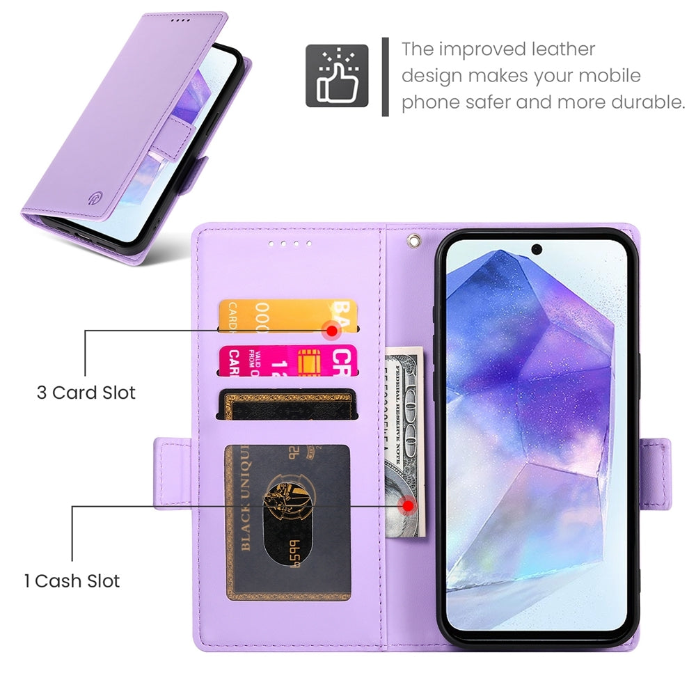 Samsung Galaxy A55 5G Magnetic Leather Wallet Case with Card Slots, Stand Function & Full Protection