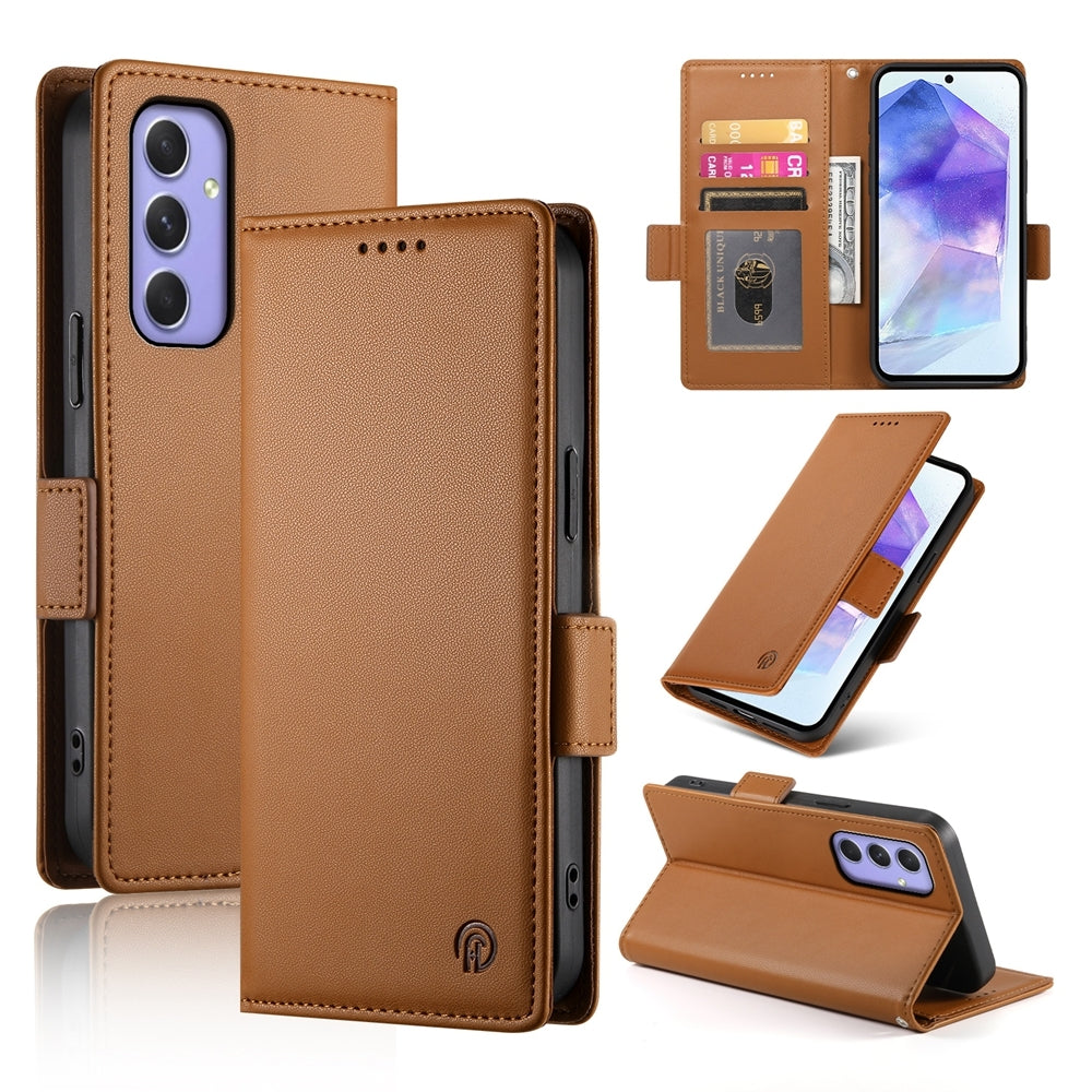 Samsung Galaxy A55 5G Magnetic Leather Wallet Case with Card Slots, Stand Function & Full Protection