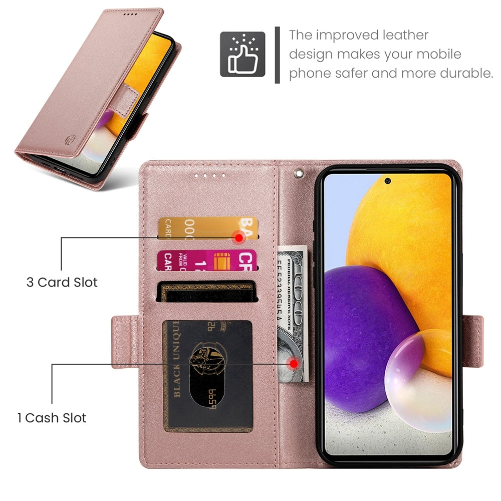 Samsung Galaxy A72 4G/5G Magnetic Leather Wallet Case with Card Slots, Stand Function & Full Protection