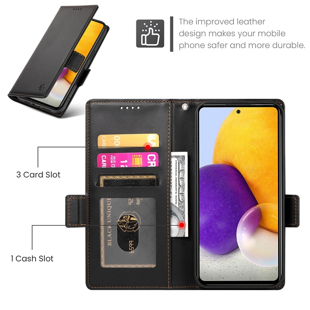 Samsung Galaxy A72 4G/5G Magnetic Leather Wallet Case with Card Slots, Stand Function & Full Protection