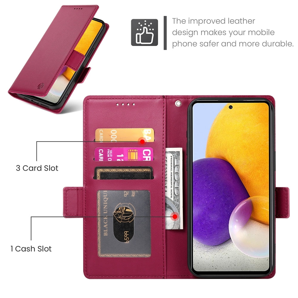 Samsung Galaxy A72 4G/5G Magnetic Leather Wallet Case with Card Slots, Stand Function & Full Protection