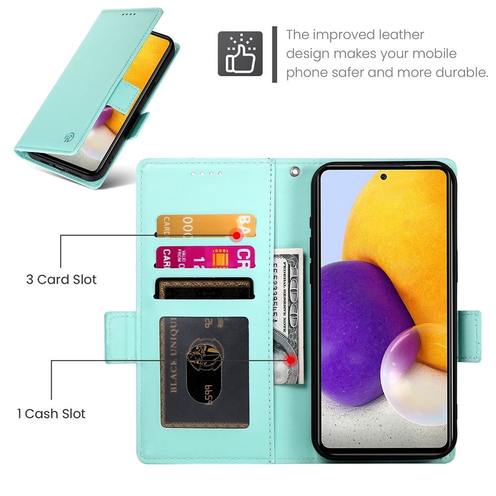Samsung Galaxy A72 4G/5G Magnetic Leather Wallet Case with Card Slots, Stand Function & Full Protection