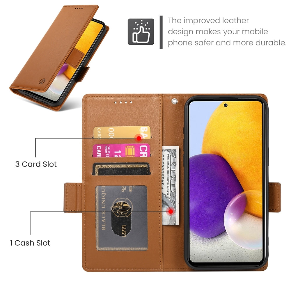 Samsung Galaxy A72 4G/5G Magnetic Leather Wallet Case with Card Slots, Stand Function & Full Protection