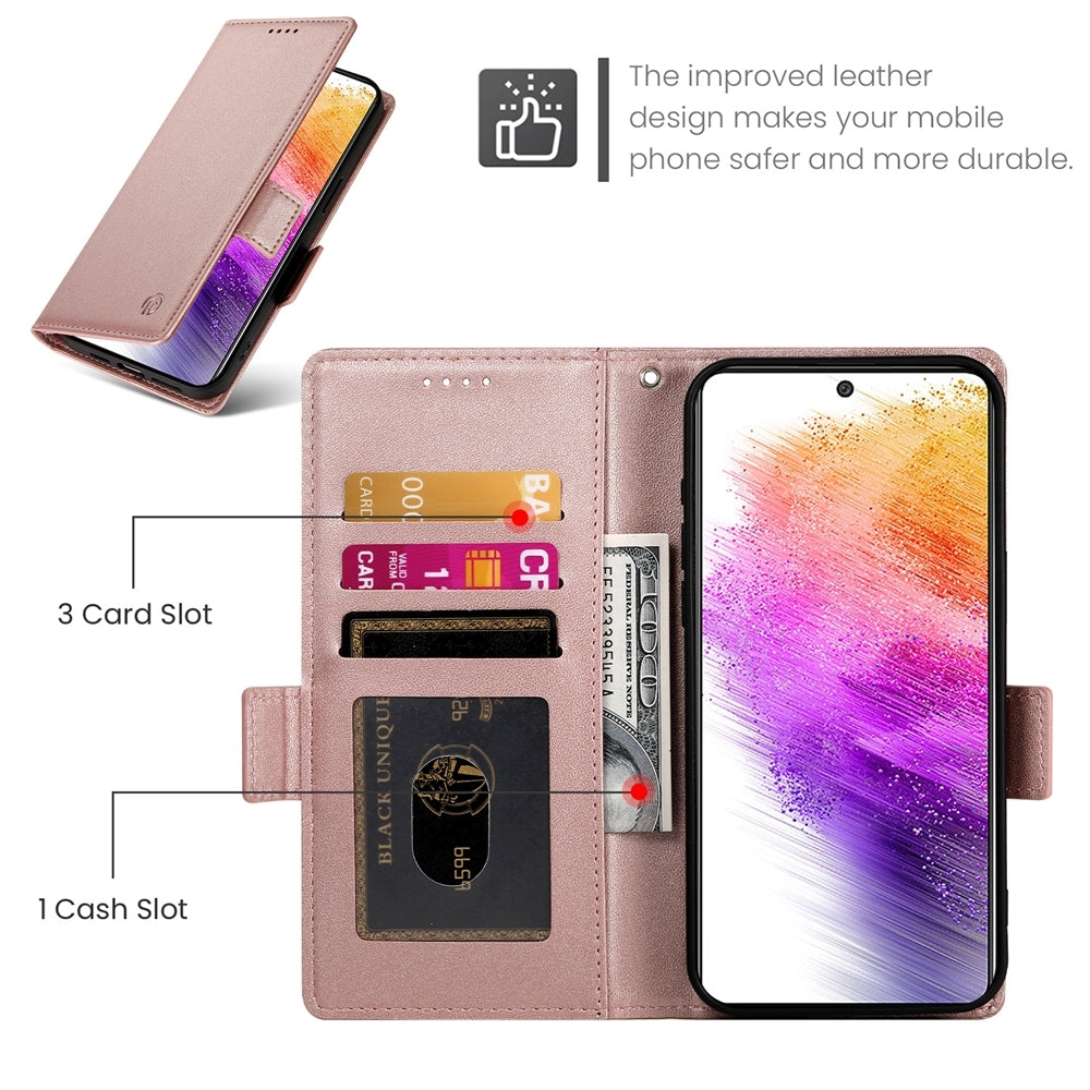 Samsung Galaxy A73 5G Magnetic Leather Wallet Case with Card Slots, Stand Function & Full Protection