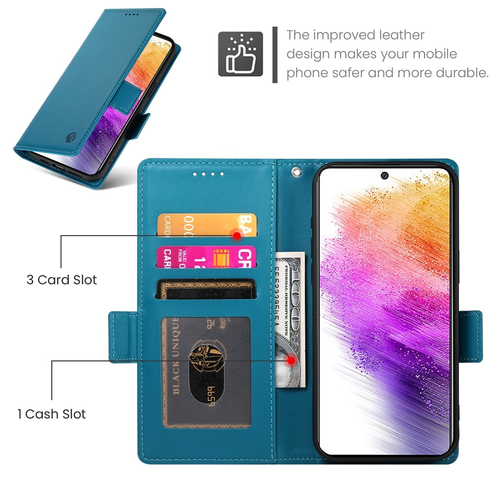 Samsung Galaxy A73 5G Magnetic Leather Wallet Case with Card Slots, Stand Function & Full Protection