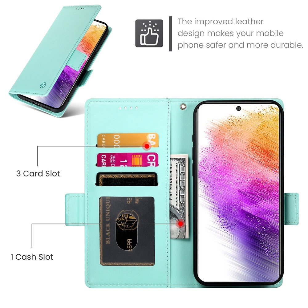 Samsung Galaxy A73 5G Magnetic Leather Wallet Case with Card Slots, Stand Function & Full Protection