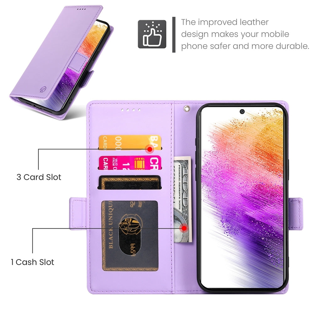 Samsung Galaxy A73 5G Magnetic Leather Wallet Case with Card Slots, Stand Function & Full Protection