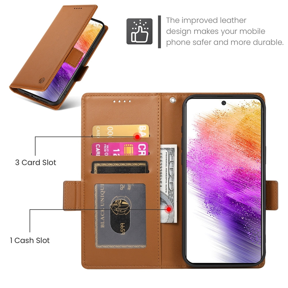 Samsung Galaxy A73 5G Magnetic Leather Wallet Case with Card Slots, Stand Function & Full Protection