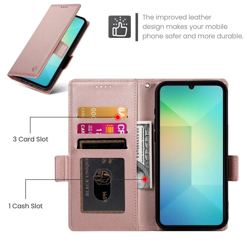 Samsung Galaxy A06 4G Magnetic Leather Wallet Case with Card Slots, Stand Function & Full Protection