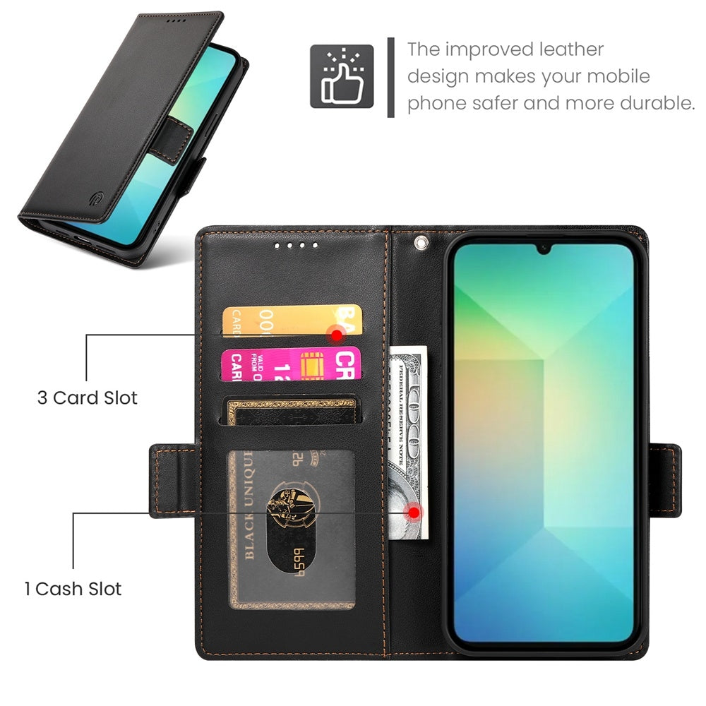 Samsung Galaxy A06 4G Magnetic Leather Wallet Case with Card Slots, Stand Function & Full Protection