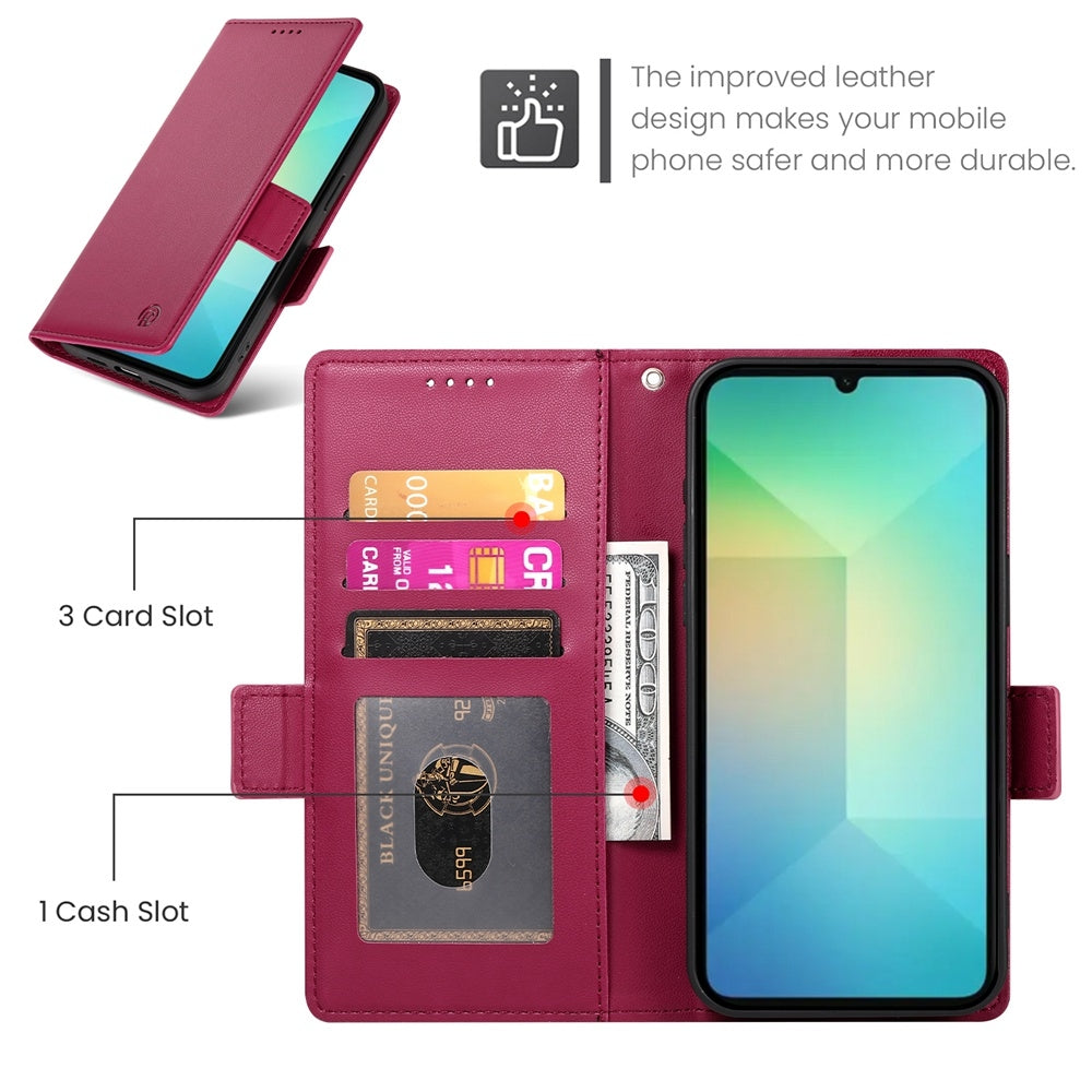 Samsung Galaxy A06 4G Magnetic Leather Wallet Case with Card Slots, Stand Function & Full Protection
