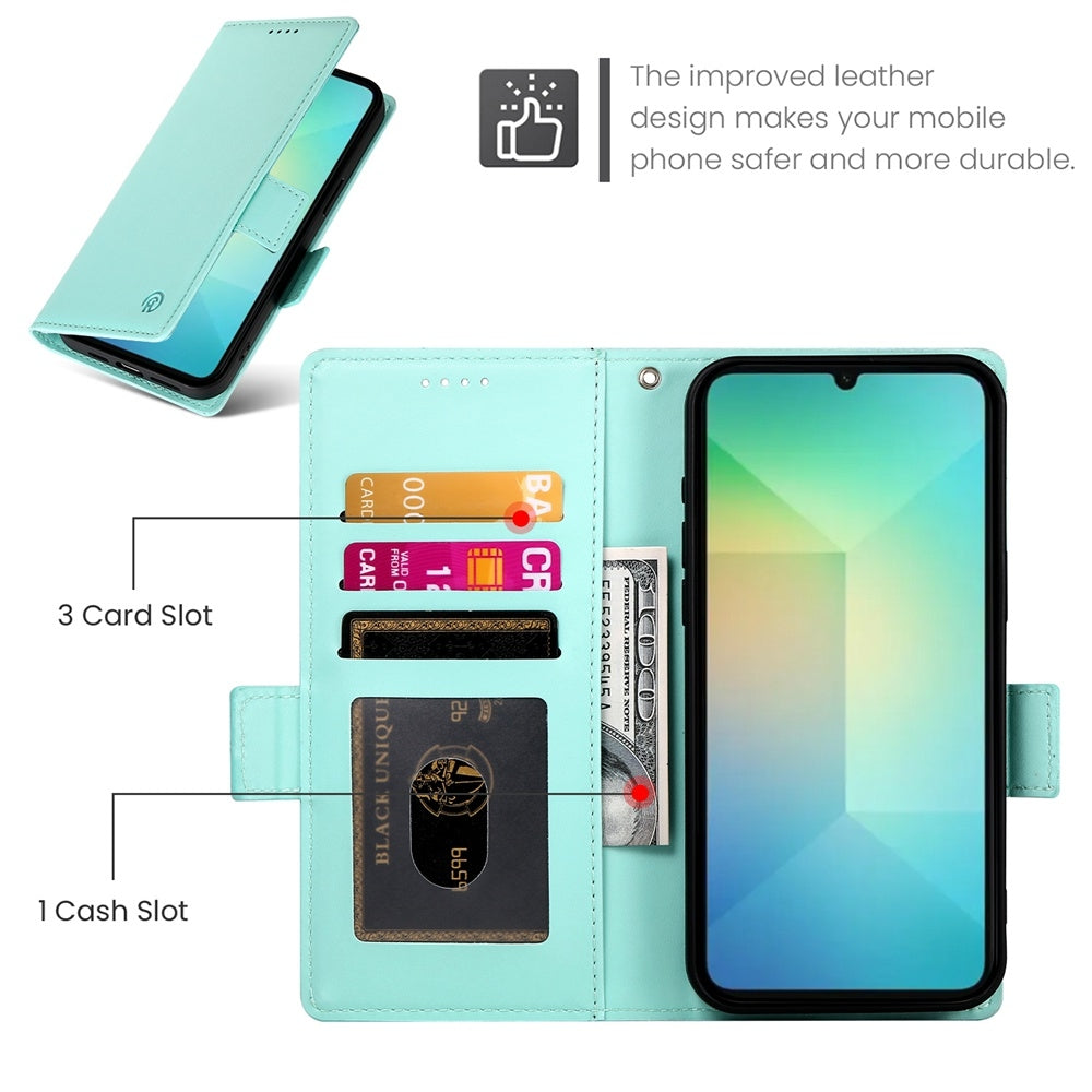 Samsung Galaxy A06 4G Magnetic Leather Wallet Case with Card Slots, Stand Function & Full Protection
