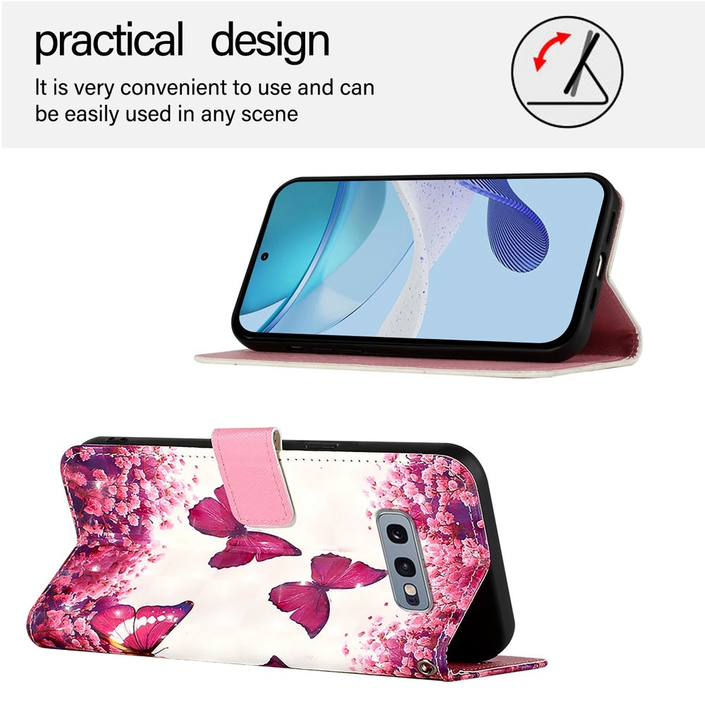 Samsung Galaxy S10e Leather Flip Phone Case with 3D Painted Design, Card Holder, Wallet & Stand Function - Durable Protection & Easy Access