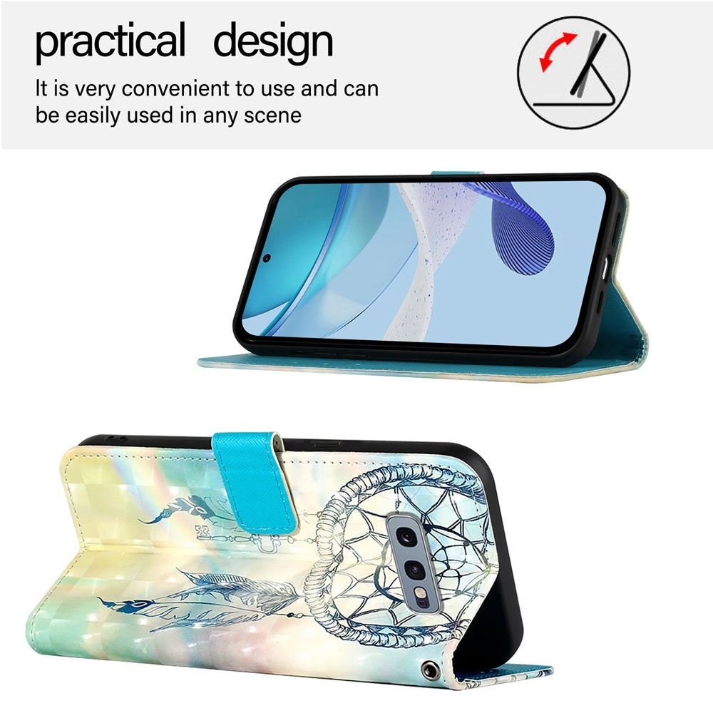 Samsung Galaxy S10e Leather Flip Phone Case with 3D Painted Design, Card Holder, Wallet & Stand Function - Durable Protection & Easy Access