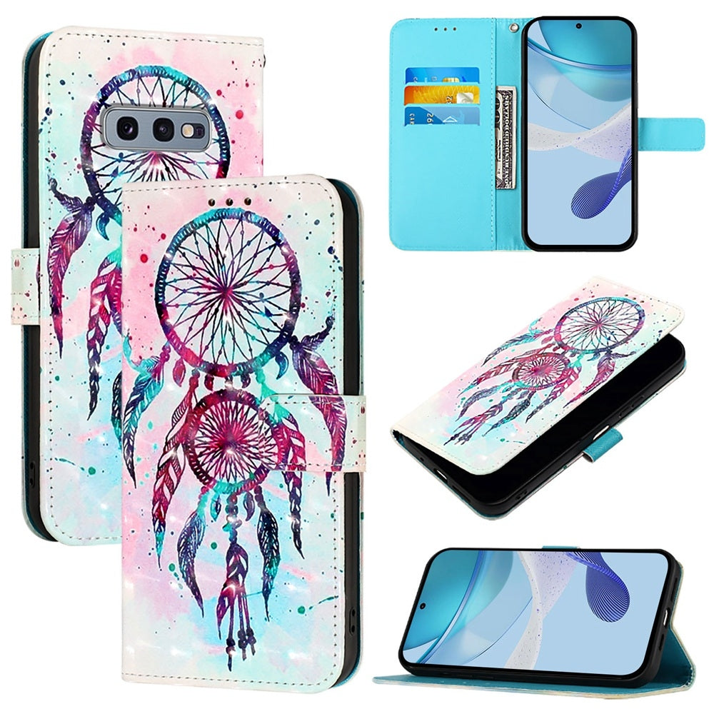 Samsung Galaxy S10e Leather Flip Phone Case with 3D Painted Design, Card Holder, Wallet & Stand Function - Durable Protection & Easy Access