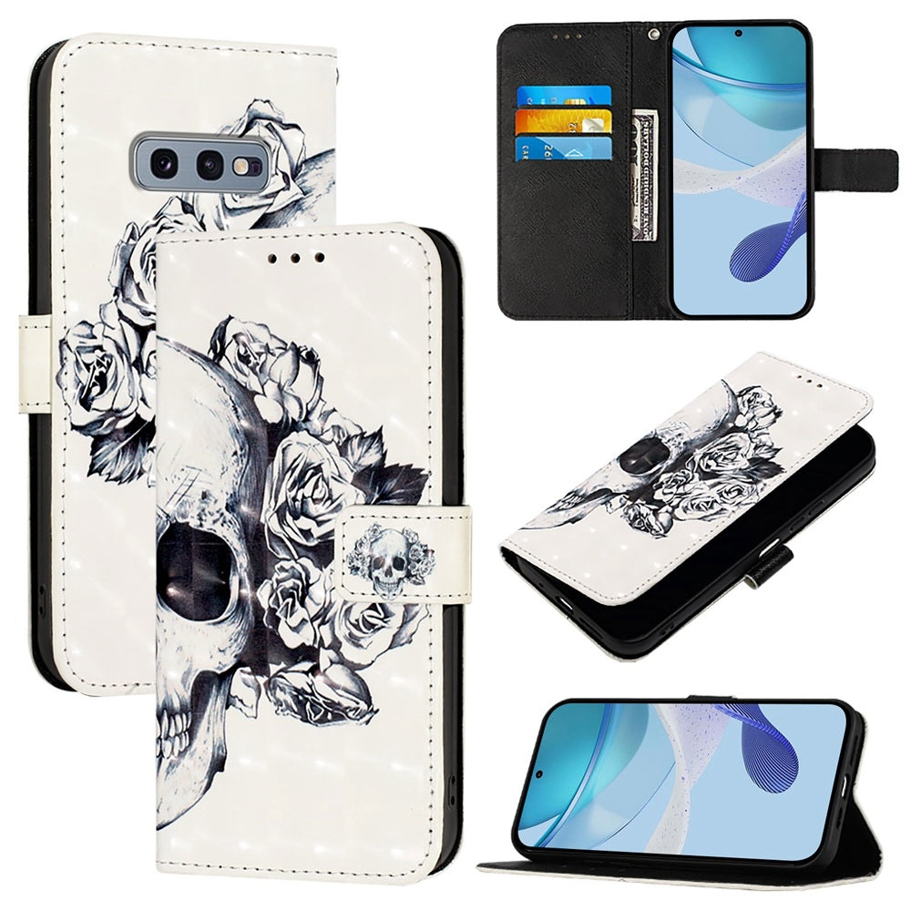 Samsung Galaxy S10e Leather Flip Phone Case with 3D Painted Design, Card Holder, Wallet & Stand Function - Durable Protection & Easy Access