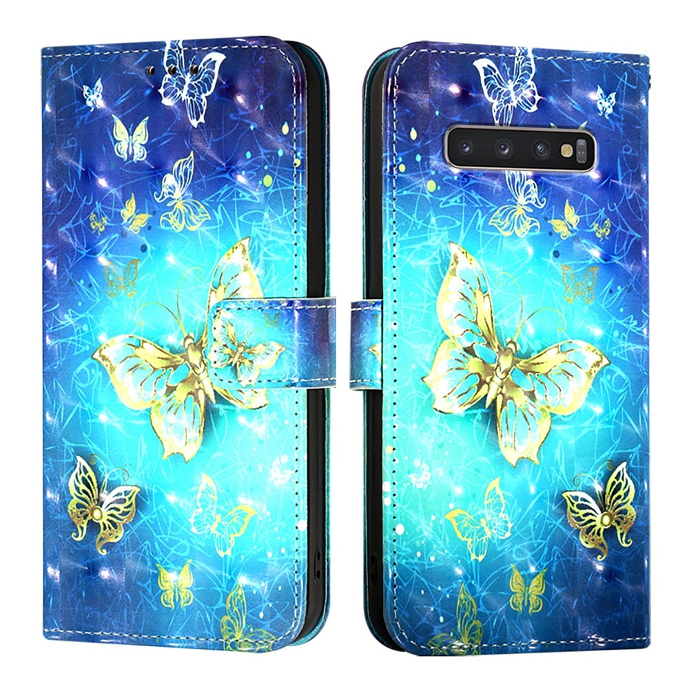 Samsung Galaxy S10+ Leather Flip Phone Case with 3D Painted Design, Card Holder, Wallet & Stand Function - Durable Protection & Easy Access