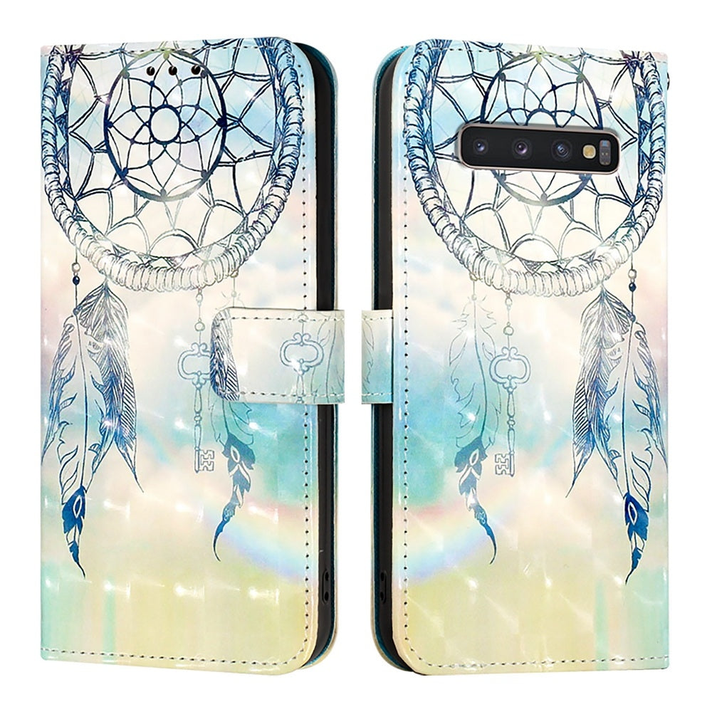 Samsung Galaxy S10+ Leather Flip Phone Case with 3D Painted Design, Card Holder, Wallet & Stand Function - Durable Protection & Easy Access