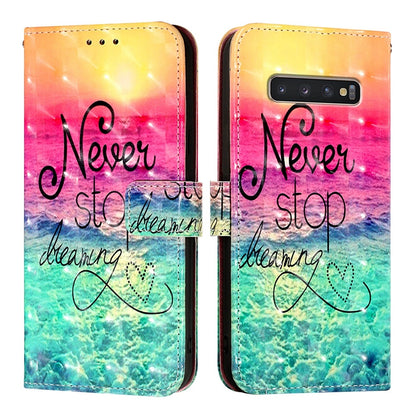 Samsung Galaxy S10+ Leather Flip Phone Case with 3D Painted Design, Card Holder, Wallet & Stand Function - Durable Protection & Easy Access