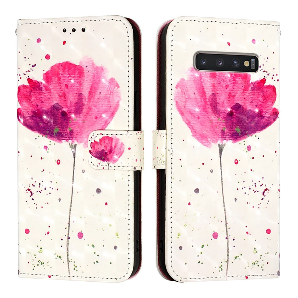 Samsung Galaxy S10+ Leather Flip Phone Case with 3D Painted Design, Card Holder, Wallet & Stand Function - Durable Protection & Easy Access