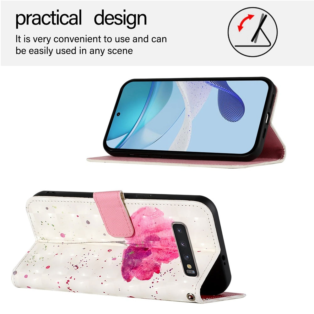 Samsung Galaxy S10+ Leather Flip Phone Case with 3D Painted Design, Card Holder, Wallet & Stand Function - Durable Protection & Easy Access