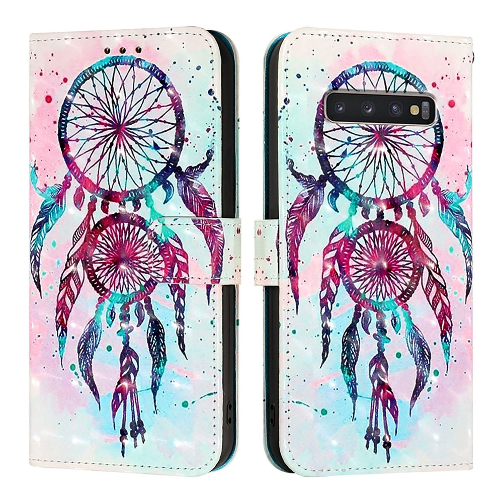 Samsung Galaxy S10+ Leather Flip Phone Case with 3D Painted Design, Card Holder, Wallet & Stand Function - Durable Protection & Easy Access
