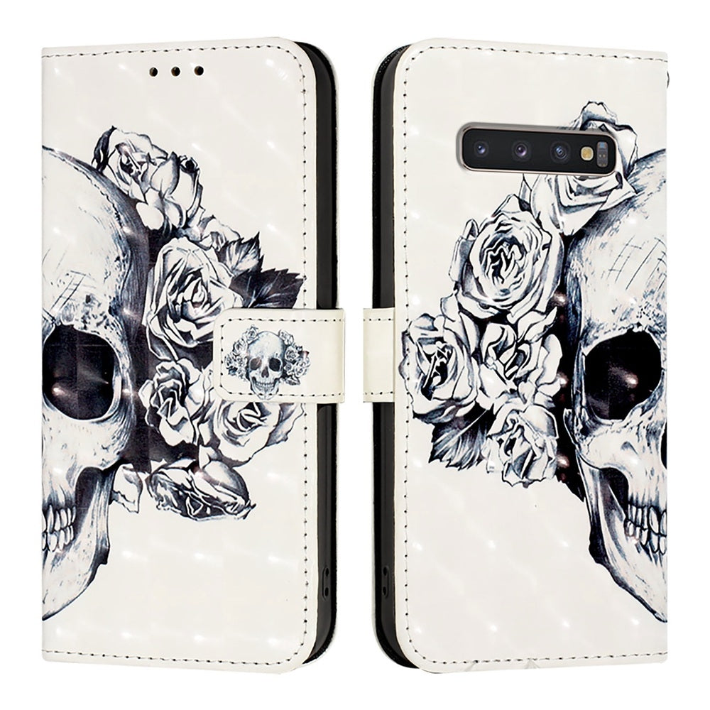 Samsung Galaxy S10+ Leather Flip Phone Case with 3D Painted Design, Card Holder, Wallet & Stand Function - Durable Protection & Easy Access