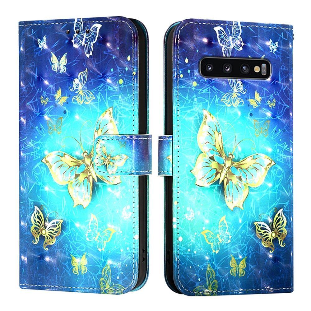 Samsung Galaxy S10 Leather Flip Phone Case with 3D Painted Design, Card Holder, Wallet & Stand Function - Durable Protection & Easy Access