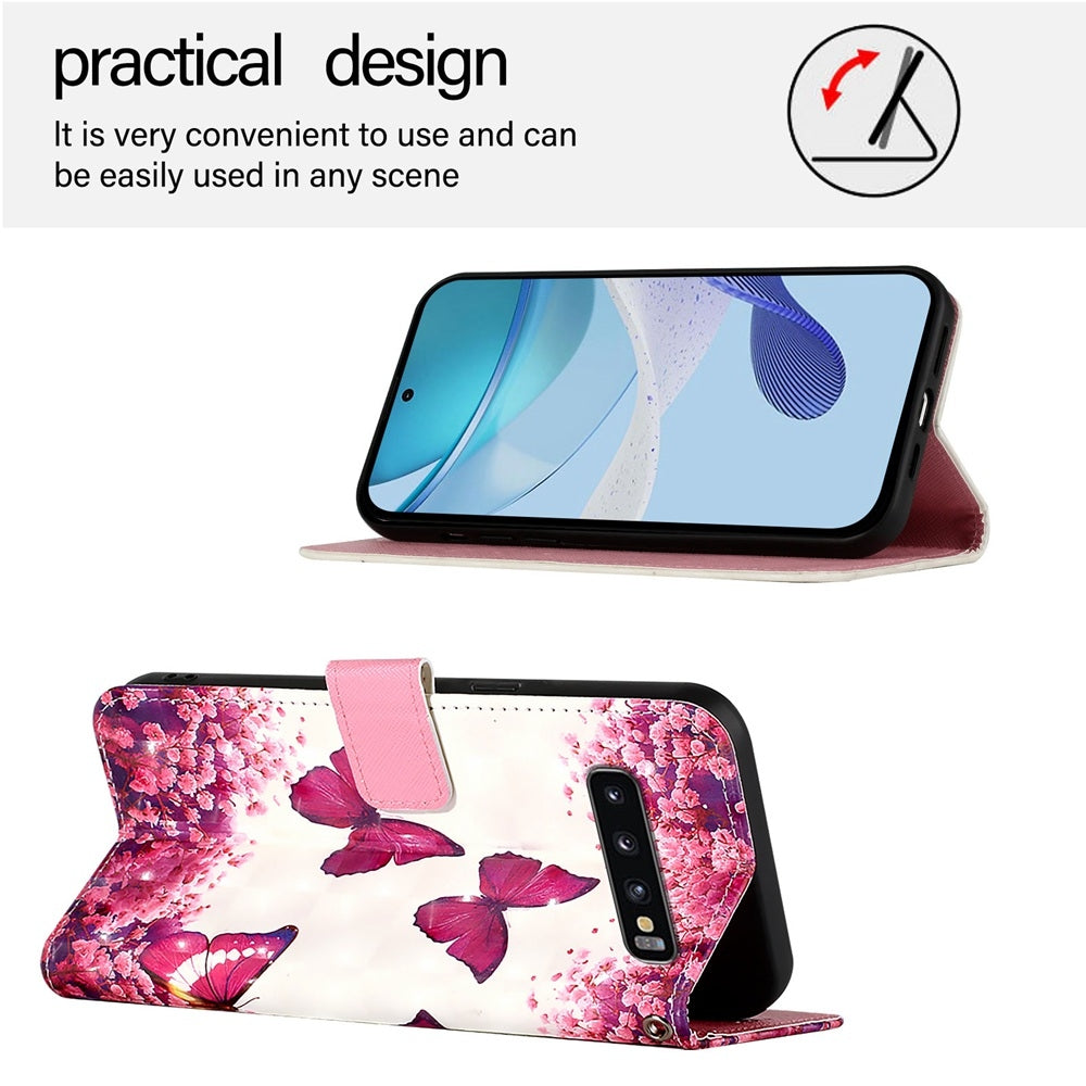 Samsung Galaxy S10 Leather Flip Phone Case with 3D Painted Design, Card Holder, Wallet & Stand Function - Durable Protection & Easy Access