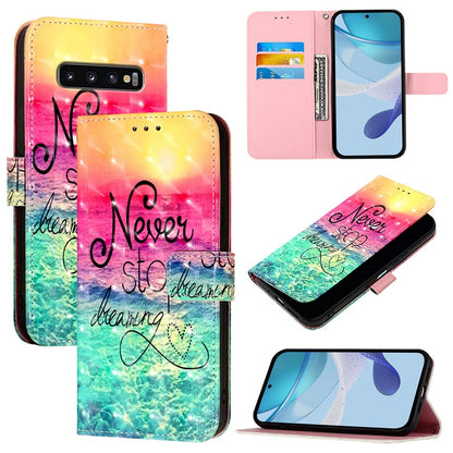 Samsung Galaxy S10 Leather Flip Phone Case with 3D Painted Design, Card Holder, Wallet & Stand Function - Durable Protection & Easy Access
