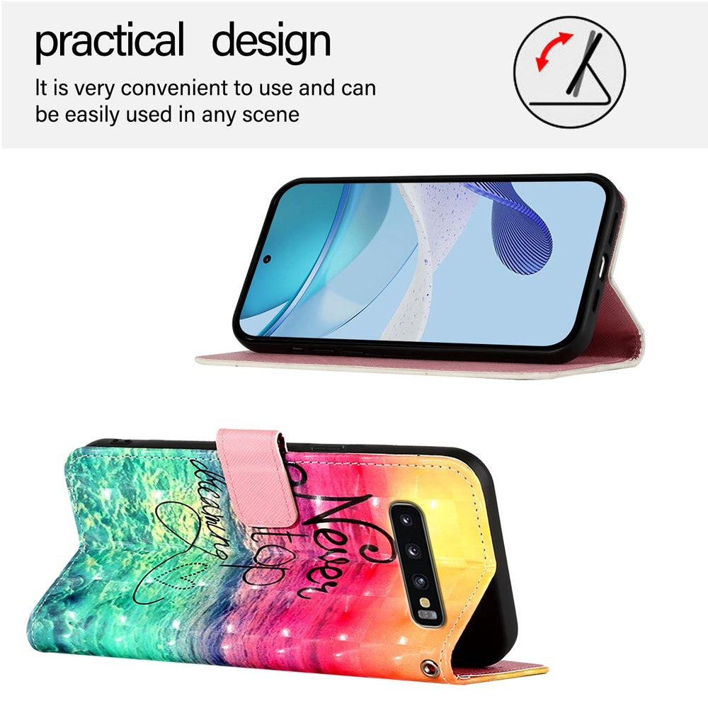 Samsung Galaxy S10 Leather Flip Phone Case with 3D Painted Design, Card Holder, Wallet & Stand Function - Durable Protection & Easy Access