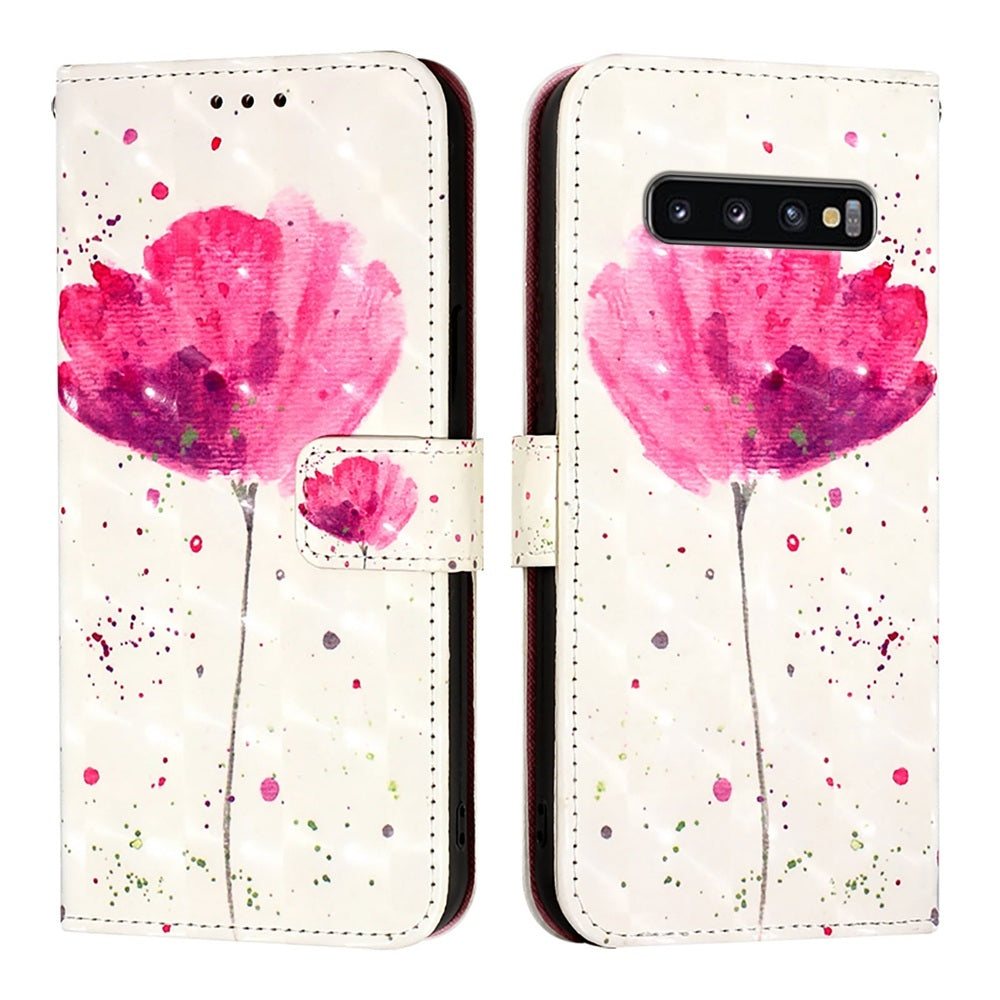 Samsung Galaxy S10 Leather Flip Phone Case with 3D Painted Design, Card Holder, Wallet & Stand Function - Durable Protection & Easy Access